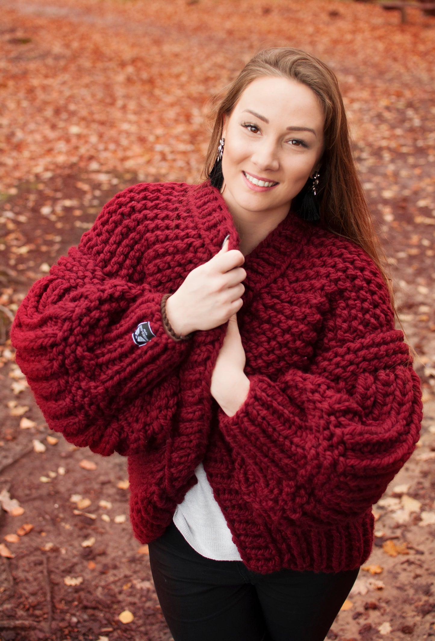 Cardigan Chunky Knits MARIE Bordeaux